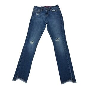The Children's Place Distressed Hem Jeans‎ Ripped Knee Dark Wash Girls Size 12